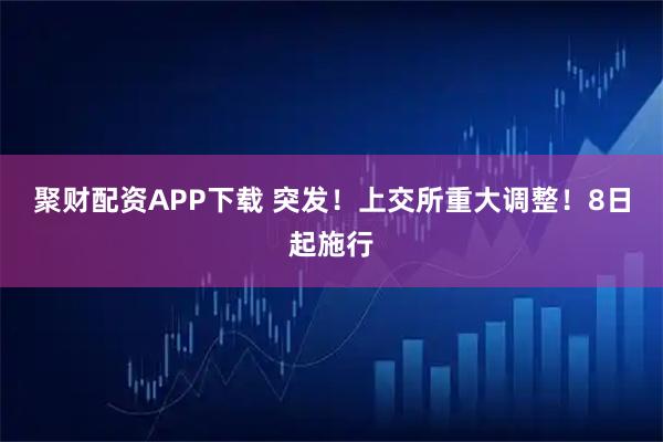 聚财配资APP下载 突发！上交所重大调整！8日起施行