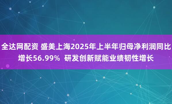 全达网配资 盛美上海2025年上半年归母净利润同比增长56.99%  研发创新赋能业绩韧性增长